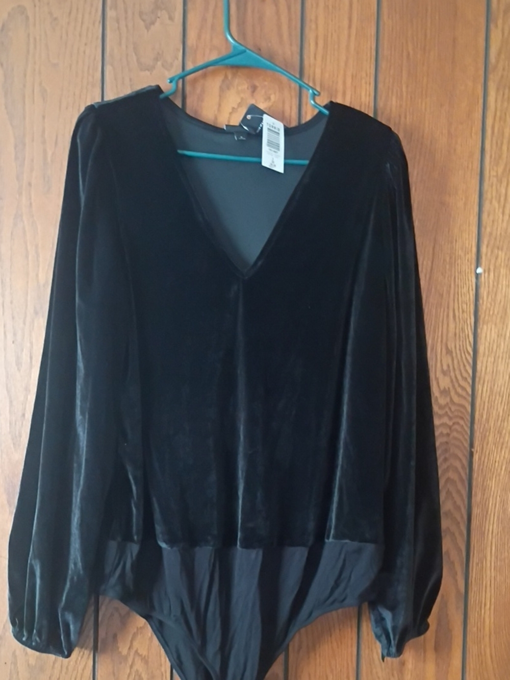 torrid Black Velvet V-Neck Long Sleeve Bodysuit